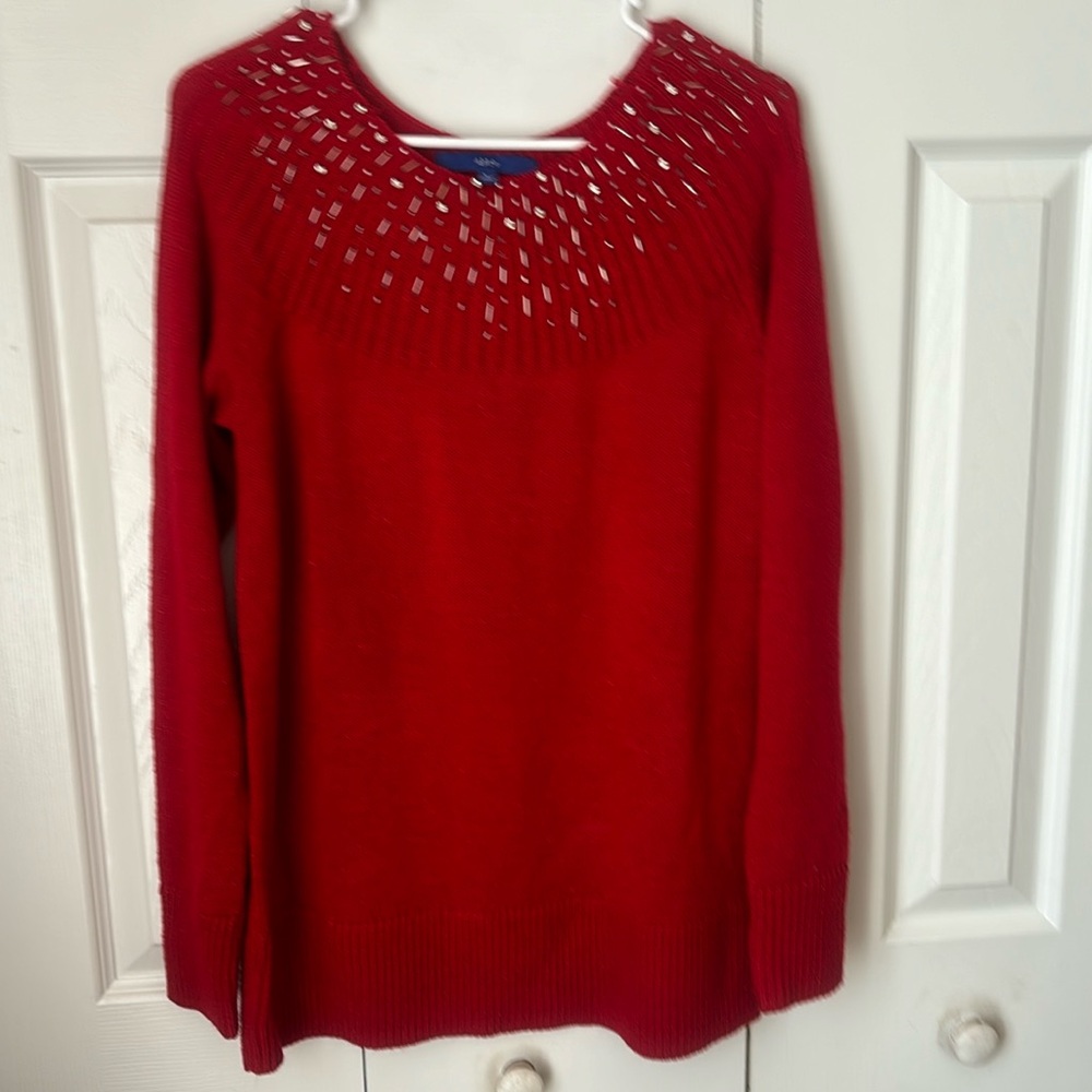 Red Long sleeve sweater.